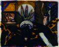 Helmut Rieger, Orbis Pictus - Auf den Schulten, 1990, encre et acrylique sur papier, 39 x 50 cm