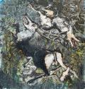 Emmanuelle Renard, Scène de chasse, 2010, technique mixte sur toile, 170 x 190 cm
