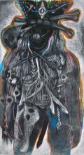 Christine Sefolosha, Baron Samdi, 2012, technique mixte sur papier, 105 x 62 cm. Crédit photo Patrice Bouvier