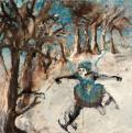 Emmanuelle Renard, La patineuse, huile sur toile, 2012, 60x60 cm