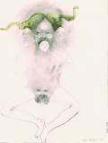 Anya Belyat Giunta, Transcendances #1, 2011, graphite et crayon liquide sur carte bristol, 24 x 19 cm
