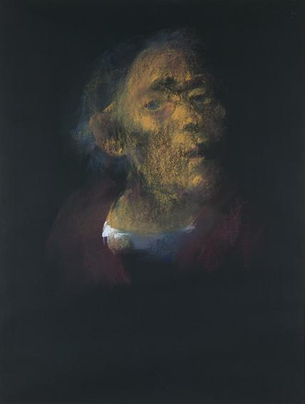 Picture - Selfportrait with red coat and white shirt collar